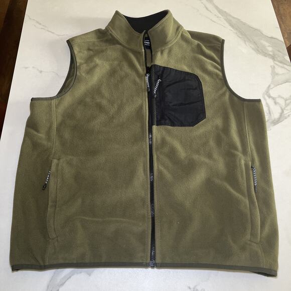 Lands End Mens Lot of 2 Fleece Vests Full Zip With 3 Zip Pockets Gray Green Sz L - Picture 13 of 16